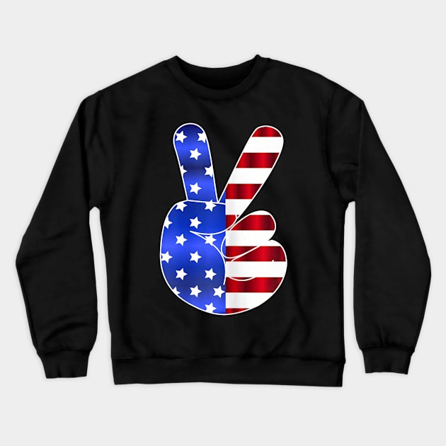 American Flag Peace Sign Hand-4th Of July-USA Funny Gifts Crewneck Sweatshirt by crowominousnigerian 